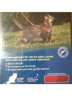 PetSafe Come With Me Kitty Harness & Bungee Leash Large Red/Cranberry New